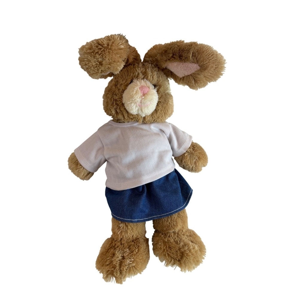 Build‎ A Bear Workshop Bunny Plush White Shirt Denim Skirt Hello Kitty Underwear - Picture 2 of 11